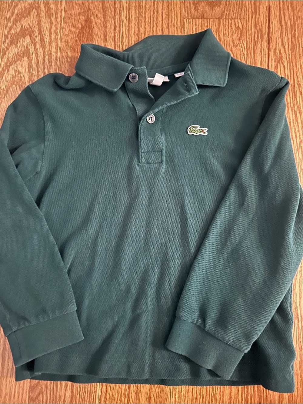 Lacoste Boys' Forest Green Long-Sleeve Polo Size 6